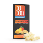Ciocolată albă proteică mango cu colagen fără adaos de zaharuri 65 g – Cocoa