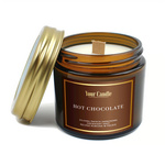 Lumânare parfumată din soia Hot Chocolate cu fitil din lemn 120ml - Your Candle