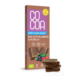 Ciocolată cu afine cu vitamina C din acerola fără zahăr adăugat bio 40 g - COCOA