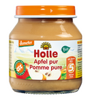 Piure de mere fără zahăr adăugat, fără gluten, de la 5 luni, Demeter Bio, borcan 125 g – Holle