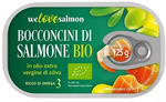 Bucăți de somon în ulei de măsline extravirgin Bio 125 g – We Love Salmon