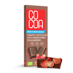 Ciocolată cremoasă cu căpșuni fără zahăr adăugat bio 40 g - COCOA